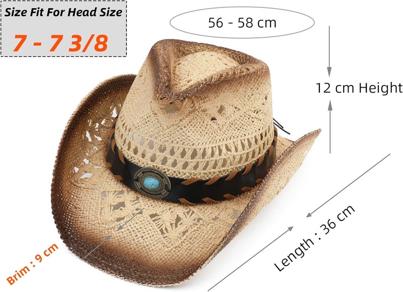 Pro Celia Men Women Cowgirl Straw Western Cowboy Hat - Image 3